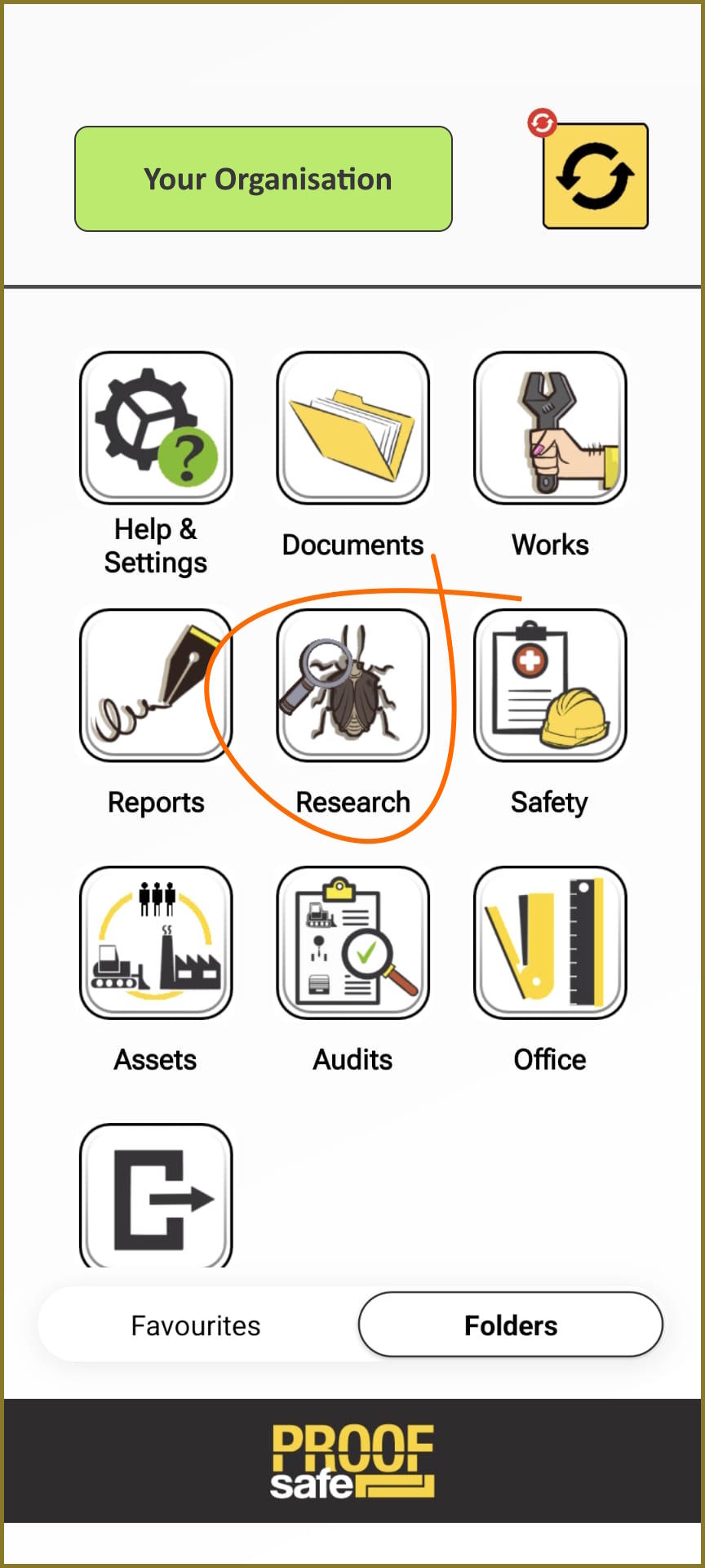 Image showing Research folder in the mobile application